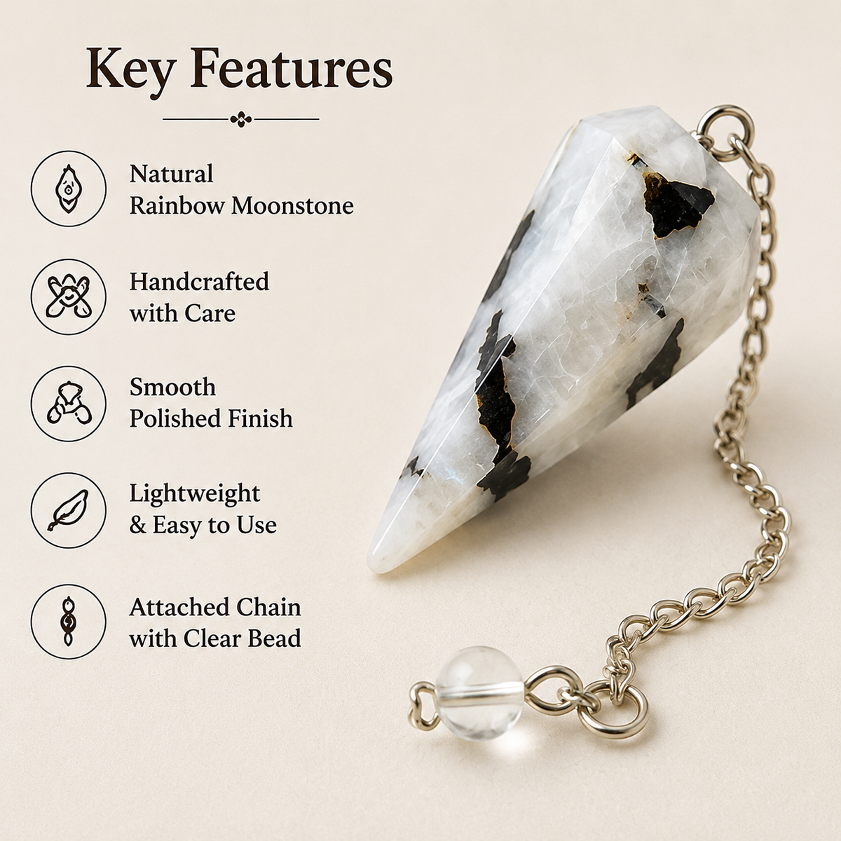 Rainbow Moonstone Pendulum (Growth and Inspiration )