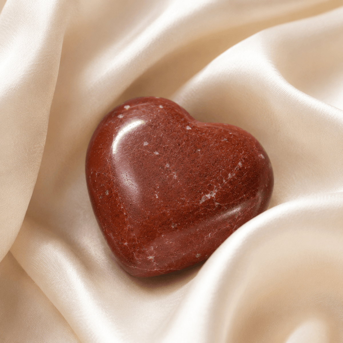 Red Jasper Heart Crystal, Puffy Mini 1 Inch Pocket Crystal Heart