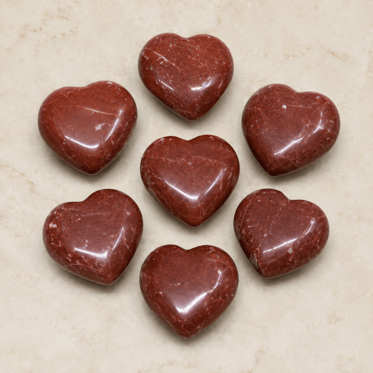 Red Jasper Heart Crystal, Puffy Mini 1 Inch Pocket Crystal Heart