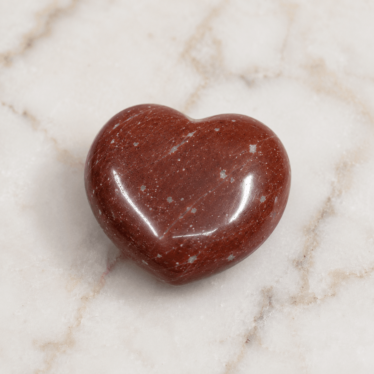 Red Jasper Heart Crystal, Puffy Mini 1 Inch Pocket Crystal Heart