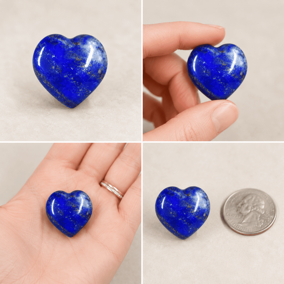 Lapis Lazuli Heart Crystal, Puffy Mini 1 Inch Pocket Crystal Heart