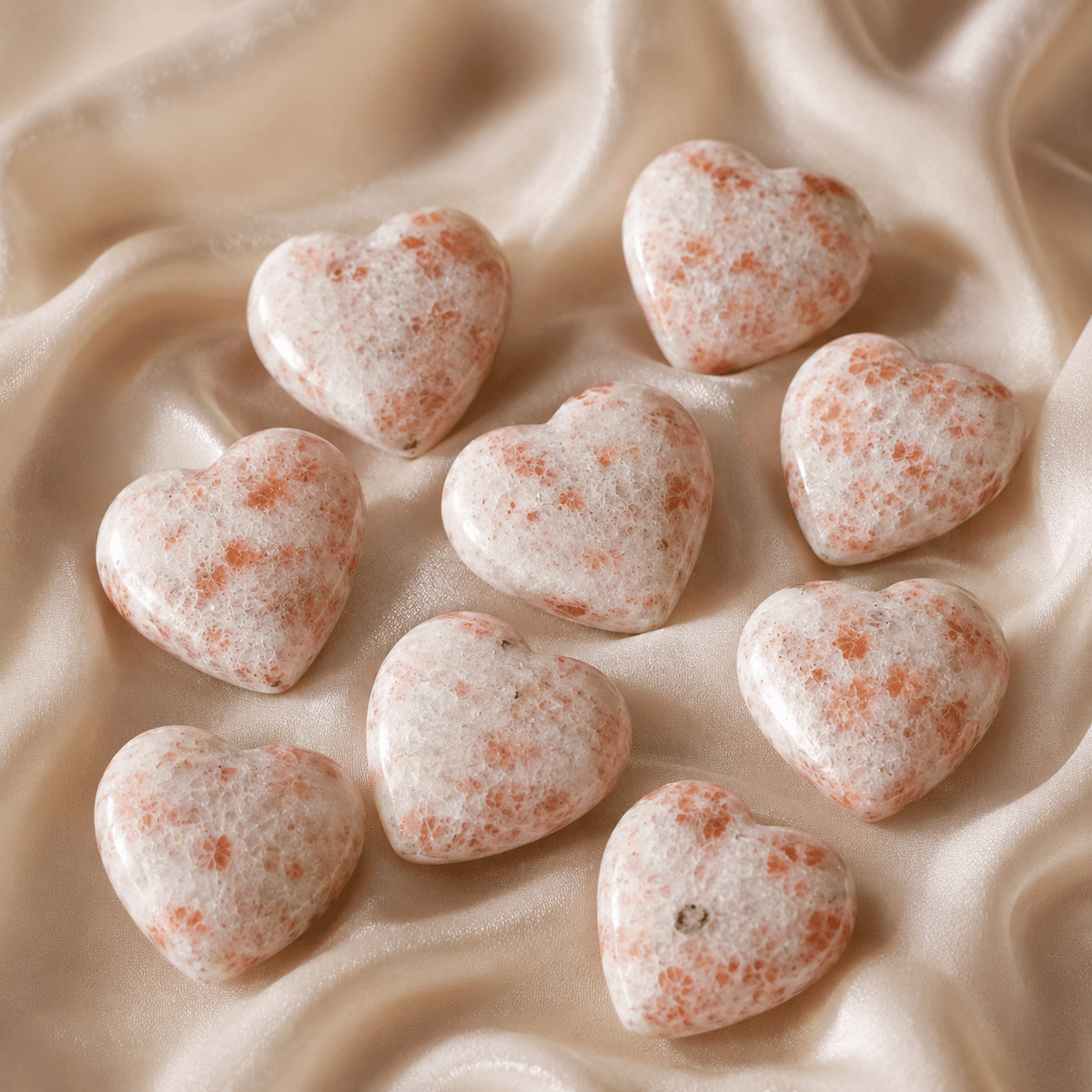 Sunstone Heart Crystal, Puffy Mini 1 Inch Pocket Crystal Heart.