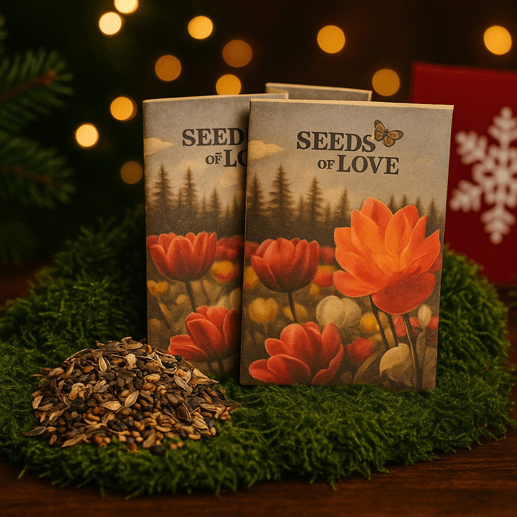 “Seeds of Love” Wildflower Packets (2-Pack) – Native Pollinator Mix | Perfect for Cards & Stockings