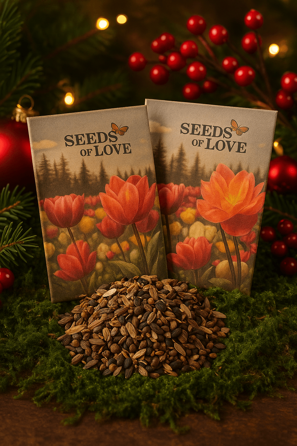 “Seeds of Love” Wildflower Packets (2-Pack) – Native Pollinator Mix | Perfect for Cards & Stockings