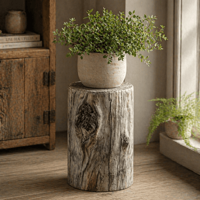 Distressed  Cement Log Display Riser