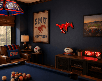Southern Methodist University SMU Mustang Lighted Recycled Metal Wall Decor