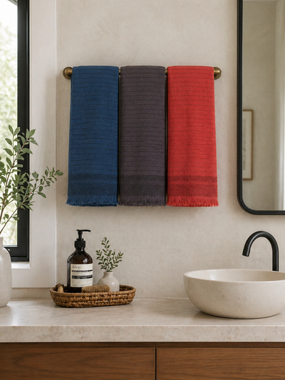 Del Mar Navy Turkish Terry Towel Set – 2-in-1 Quick Dry & Plush Bath Towels, Luxury Turkish Cotton Spa & Beach Towels