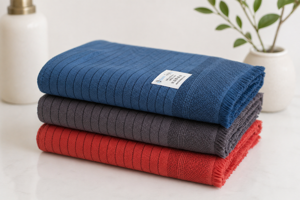 Del Mar Navy Turkish Terry Towel Set – 2-in-1 Quick Dry & Plush Bath Towels, Luxury Turkish Cotton Spa & Beach Towels