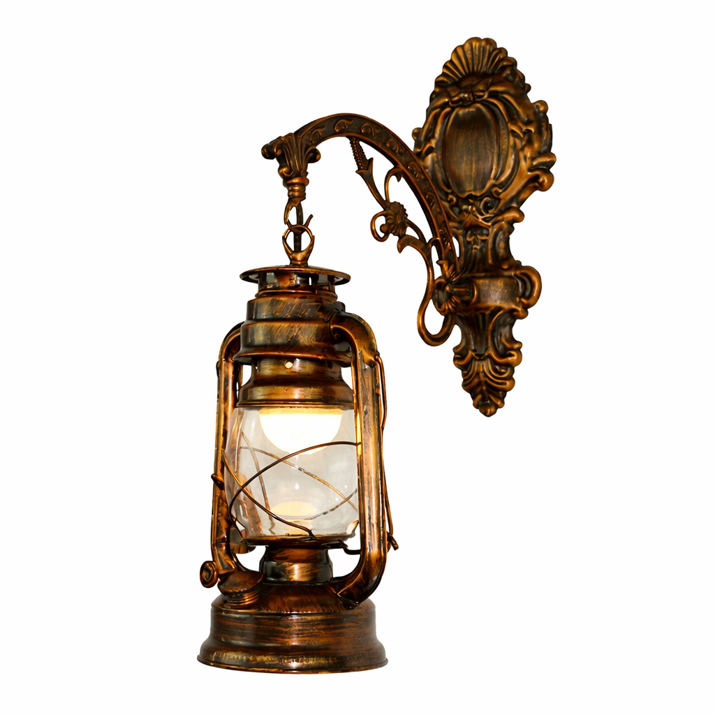 Retro Kerosene Wall Lamp Antique Bronze Iron Horse Lantern Corridor Lighting Fixture
