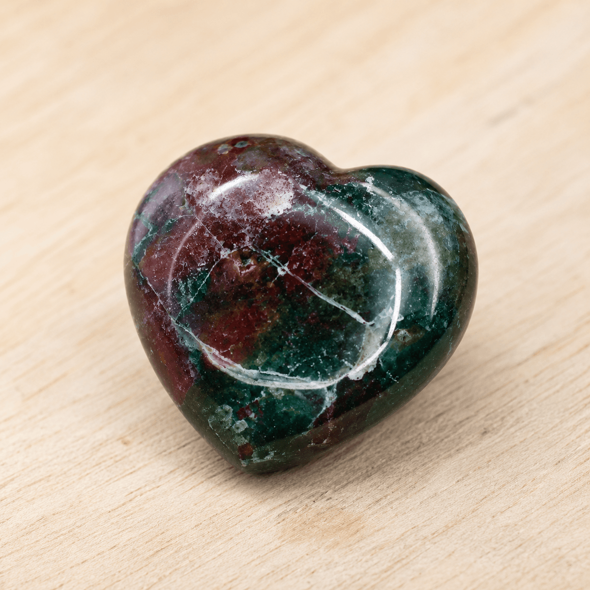 Fancy jasper Heart Crystal, Puffy Mini 1 Inch Pocket Crystal Heart