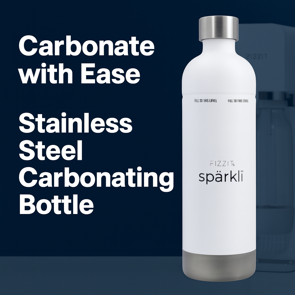 FIZZIT™ Stainless Steel Carbonation Bottle and Water Bottle | Compatible With Philips Carbonation Soda Maker and Aarke Soda Makers, Dishwasher Safe