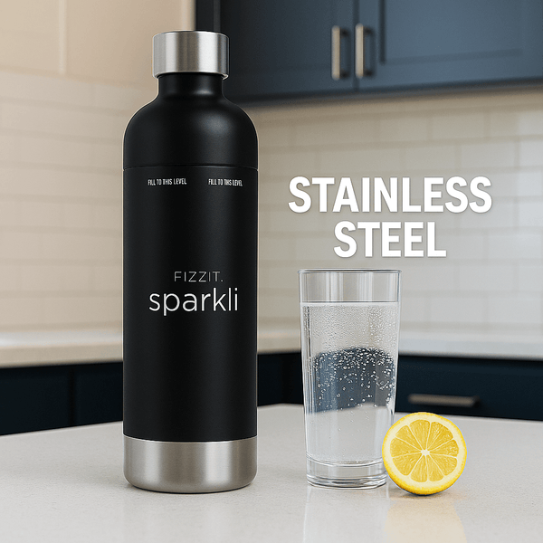 FIZZIT™ Stainless Steel Carbonation Bottle and Water Bottle | Compatible With Philips Carbonation Soda Maker and Aarke Soda Makers, Dishwasher Safe