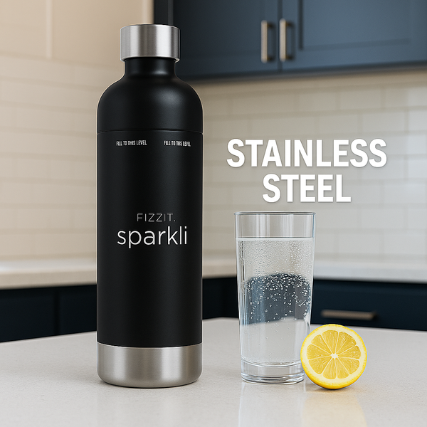 FIZZIT™ Stainless Steel Carbonation Bottle and Water Bottle | Compatible With Philips Carbonation Soda Maker and Aarke Soda Makers, Dishwasher Safe