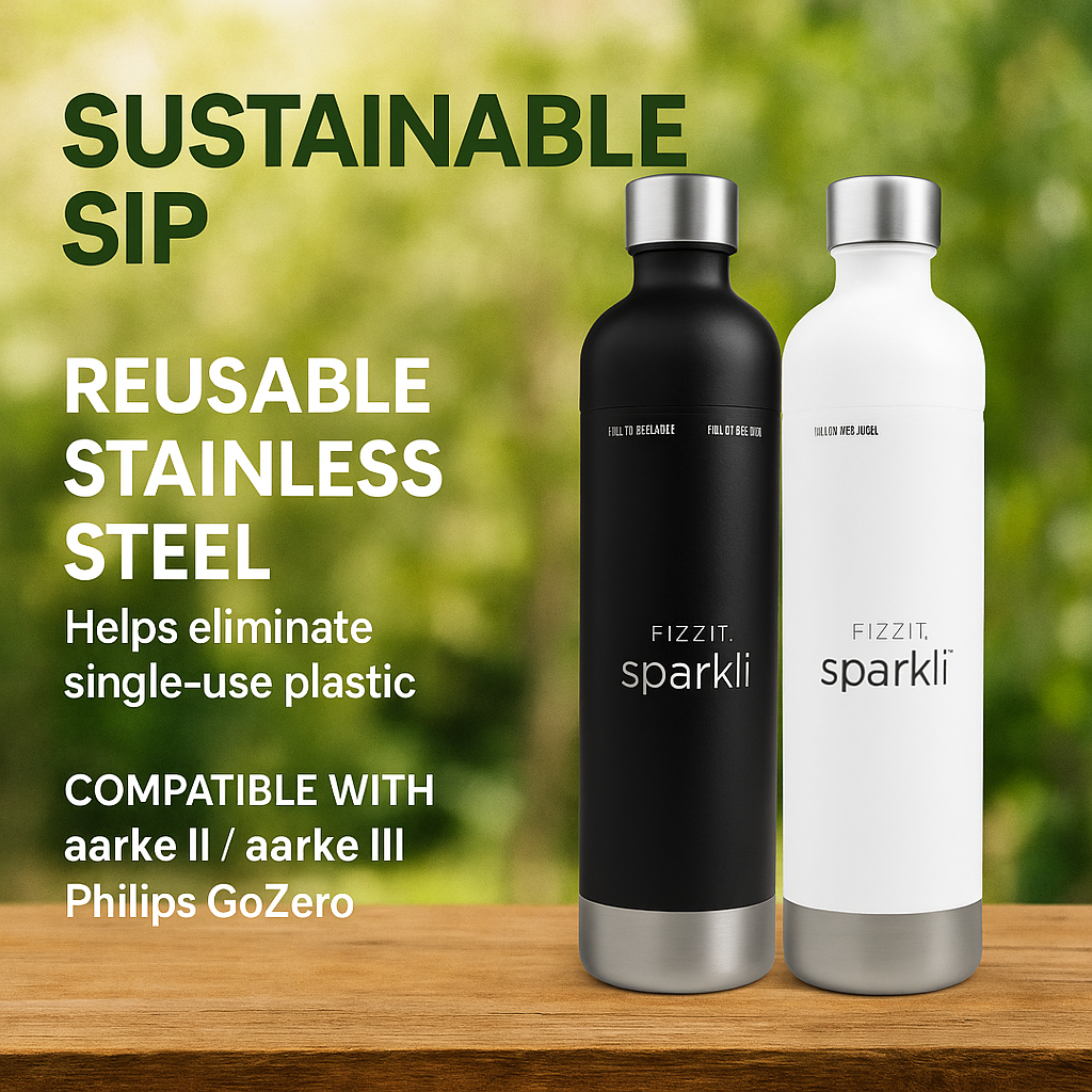 FIZZIT™ Stainless Steel Carbonation Bottle and Water Bottle | Compatible With Philips Carbonation Soda Maker and Aarke Soda Makers, Dishwasher Safe