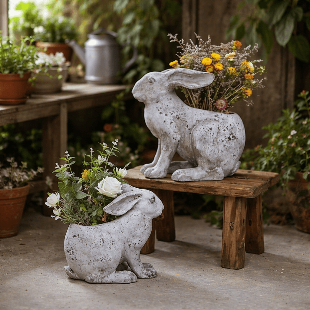 RESIN RABBIT PLANTER