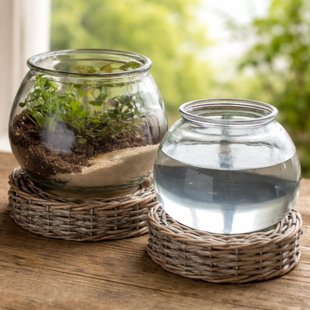 Glass and Wicker Terrarium