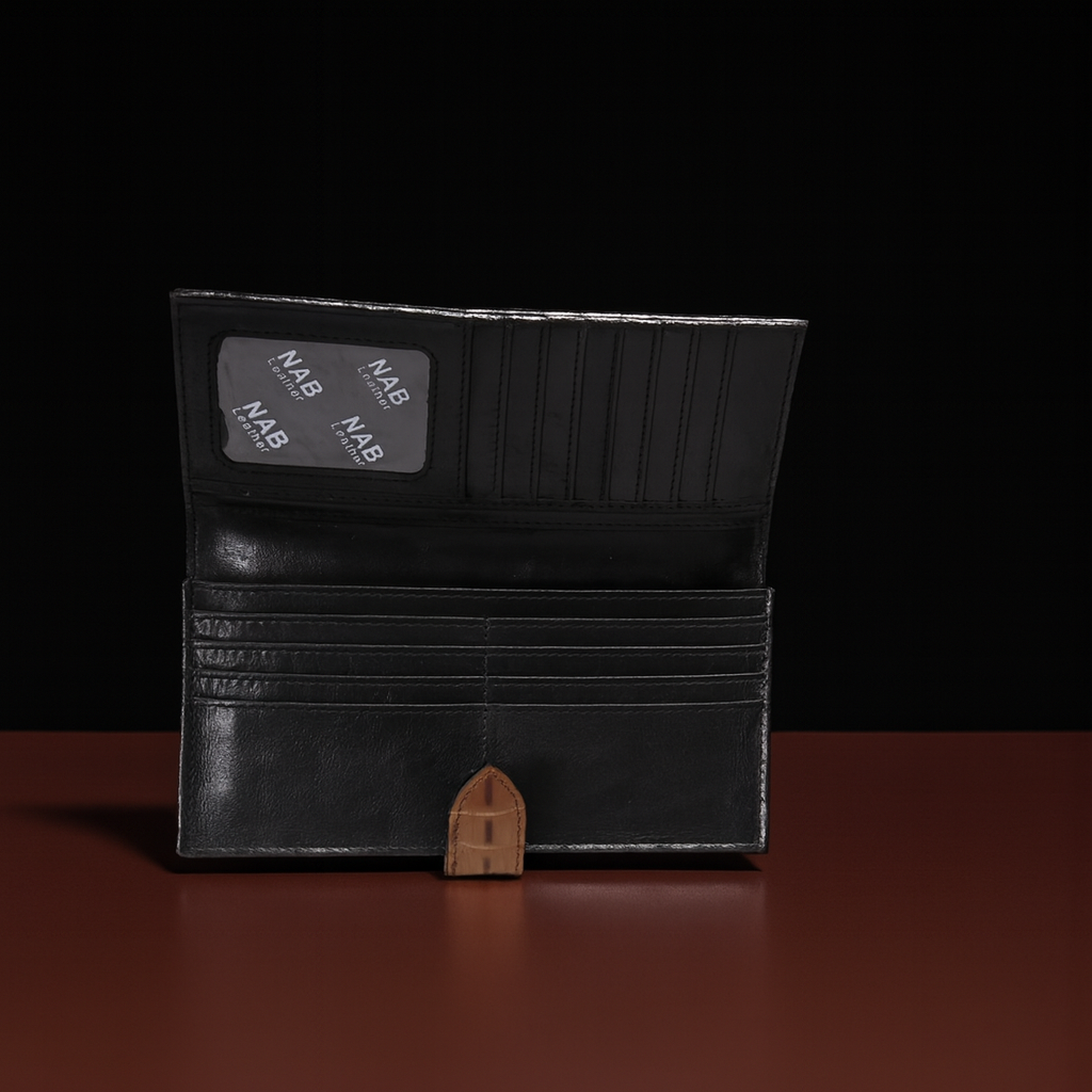 Womens Croc Embossed Leather Wallet NAB Leather