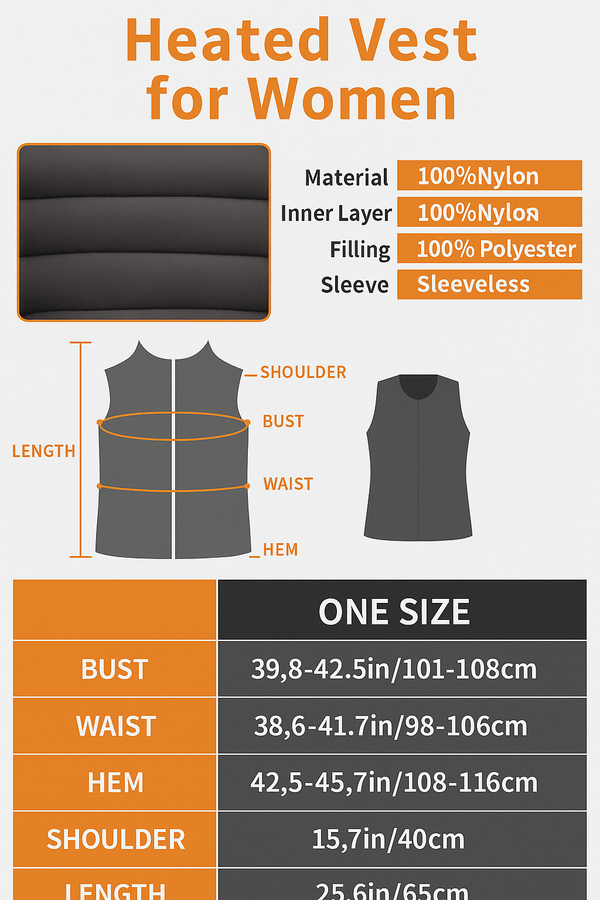USB Heated Vest - Lightweight Rechargeable for Women GOODSPHORIA.COM