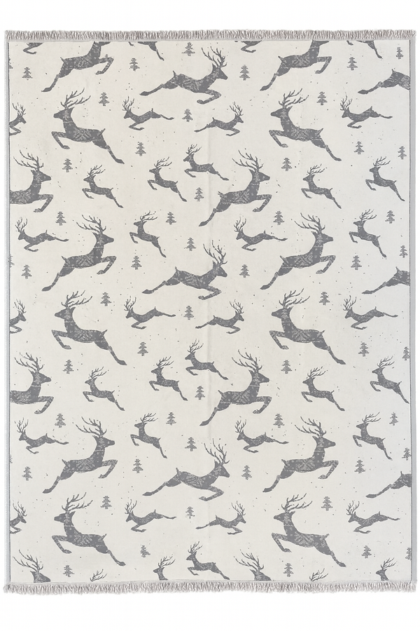 Christmas Reindeer Snowflake Turkish Cotton Throw Blanket 56×72 – Soft Organic Holiday Decor Gift