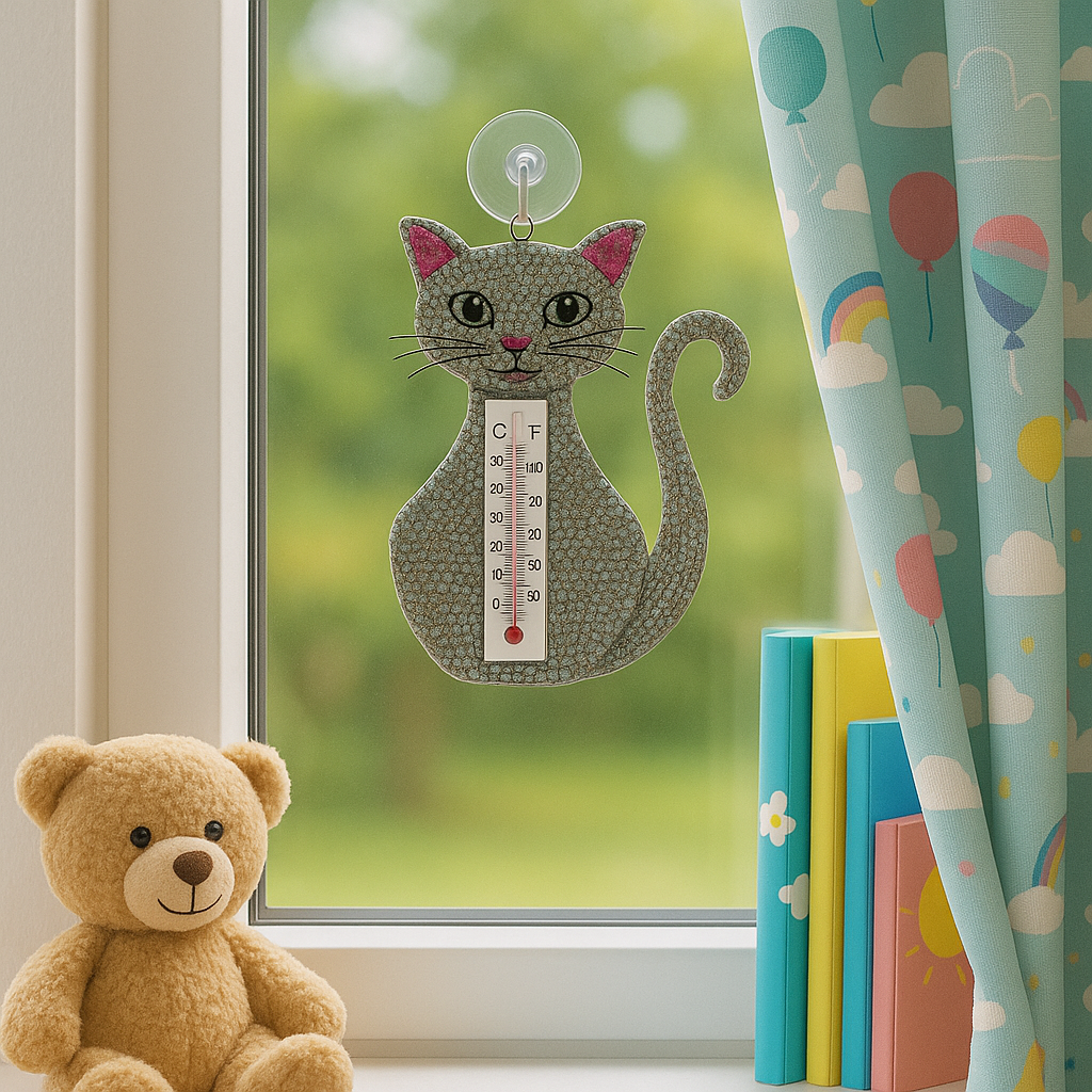 Handmade Cat Window Thermometer – Haitian Artisan Outdoor Décor. Beadworx by Extol Accessories