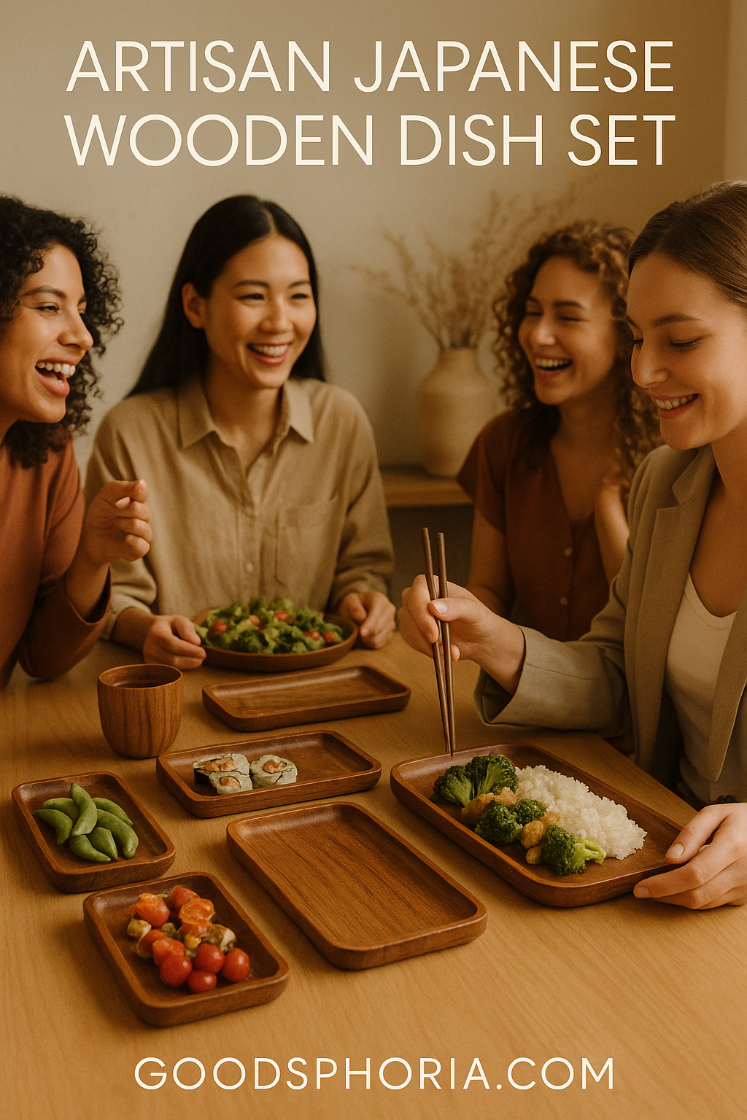 Artisan Japanese Wooden Dish Set - Elegant Dining Experience GOODSPHORIA.COM