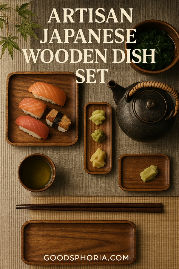 Artisan Japanese Wooden Dish Set - Elegant Dining Experience GOODSPHORIA.COM