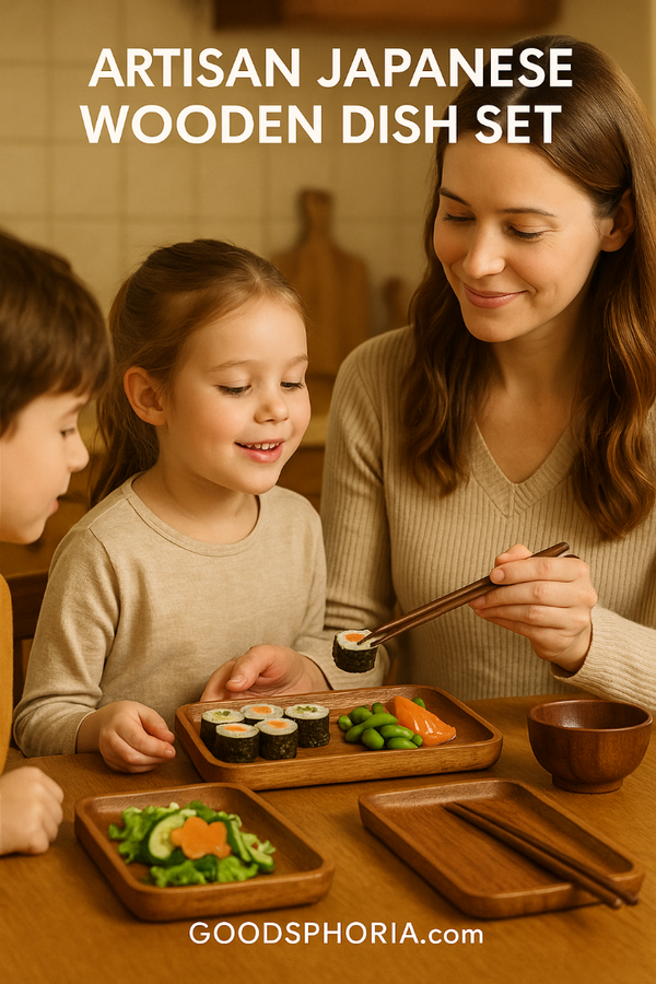 Artisan Japanese Wooden Dish Set - Elegant Dining Experience GOODSPHORIA.COM