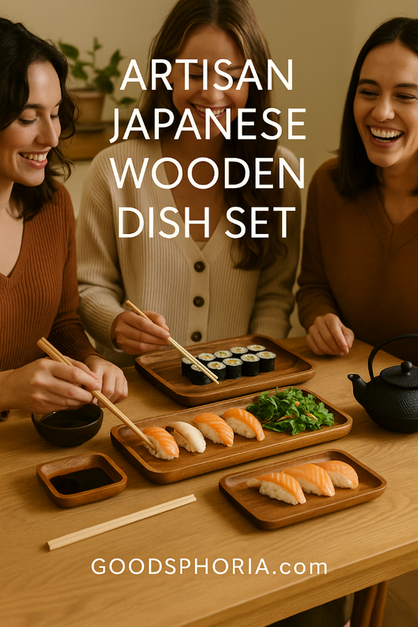 Artisan Japanese Wooden Dish Set - Elegant Dining Experience GOODSPHORIA.COM