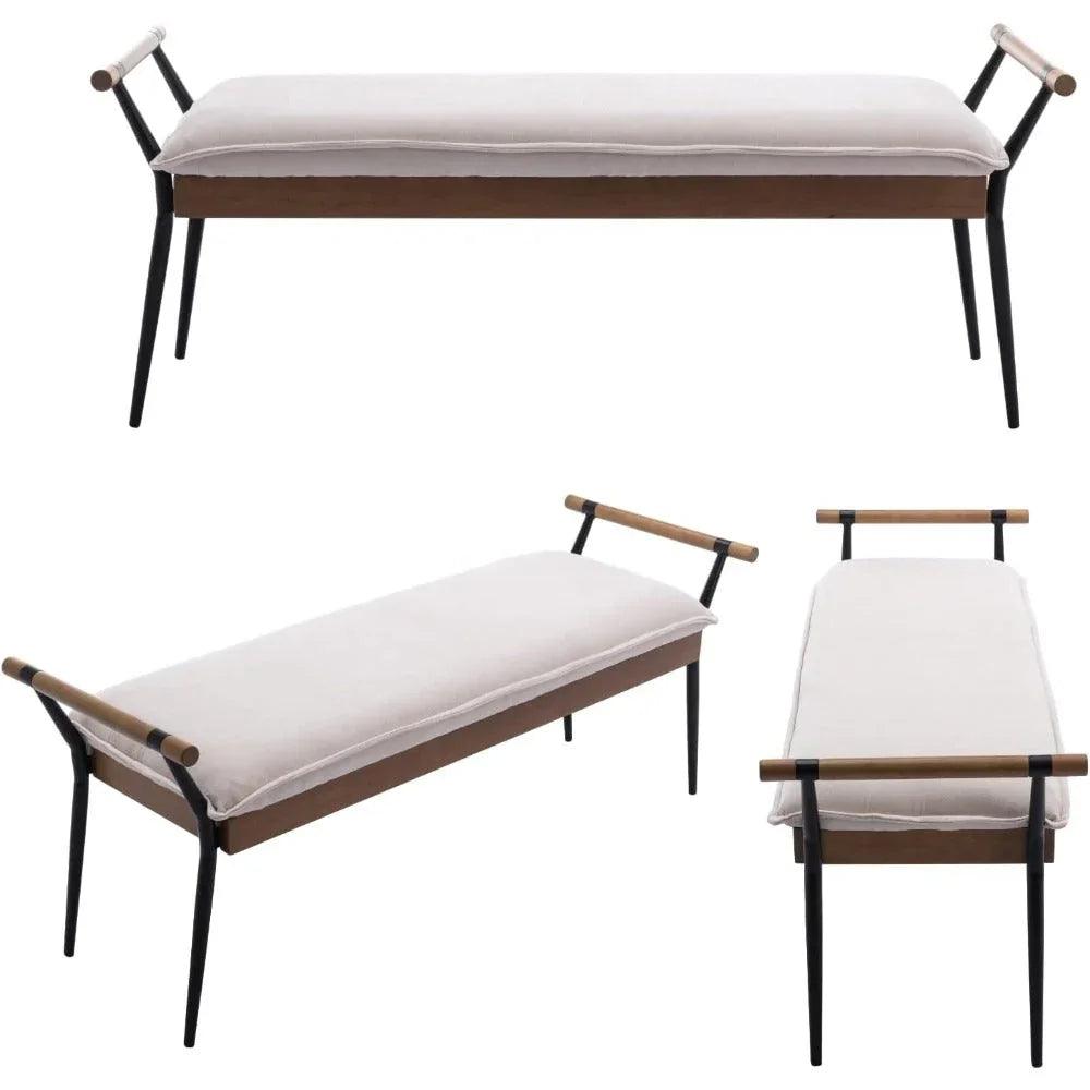 Chenille Storage Bench with Entryway Shelf and Modern Design