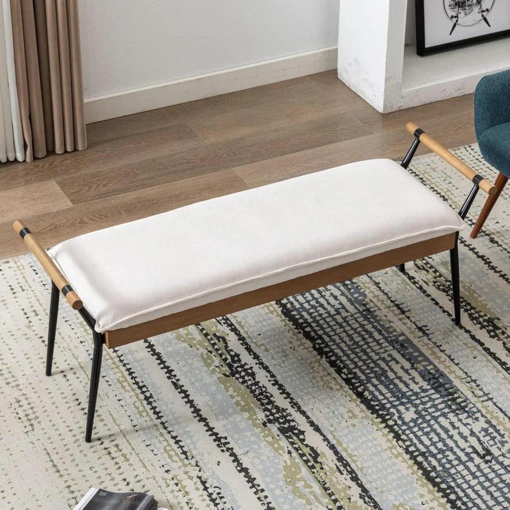 Chenille Storage Bench with Entryway Shelf and Modern Design