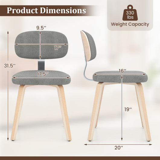 Chenille Fabric Upholstered Wooden Kitchen Chairs Set of 4-Gray