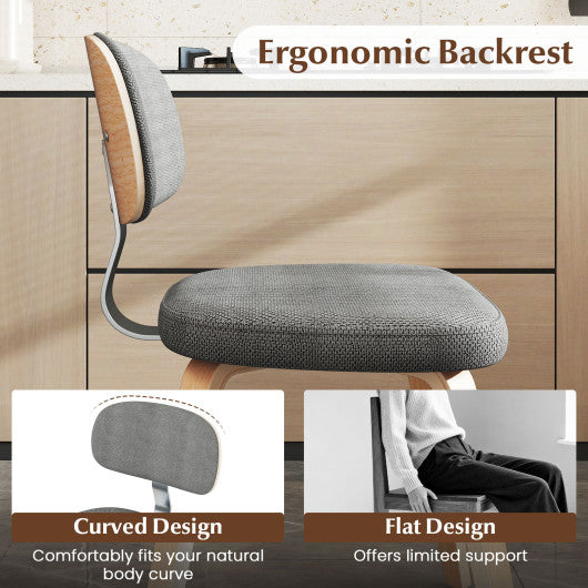 Chenille Fabric Upholstered Wooden Kitchen Chairs Set of 2-Gray