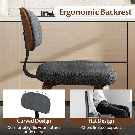 Chenille Fabric Upholstered Wooden Kitchen Chairs Set of 2-Dark Gray