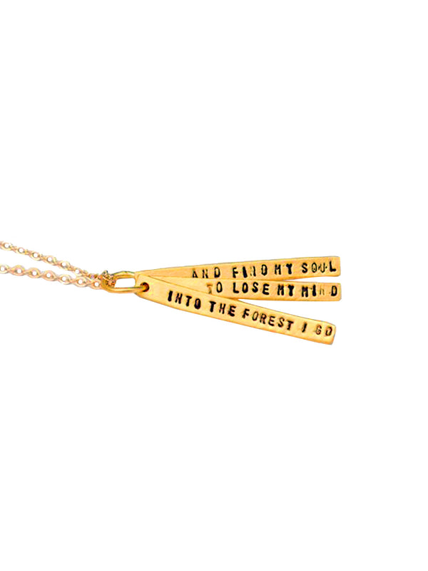 Chocolate & Steel Long-Bar Quote Necklace John Muir
