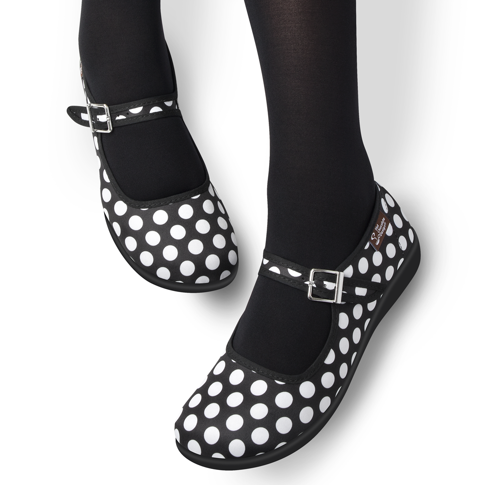 Hot Chocolate Design Black Polka Mary Jane Flat - Only size available 5, 12 & 13