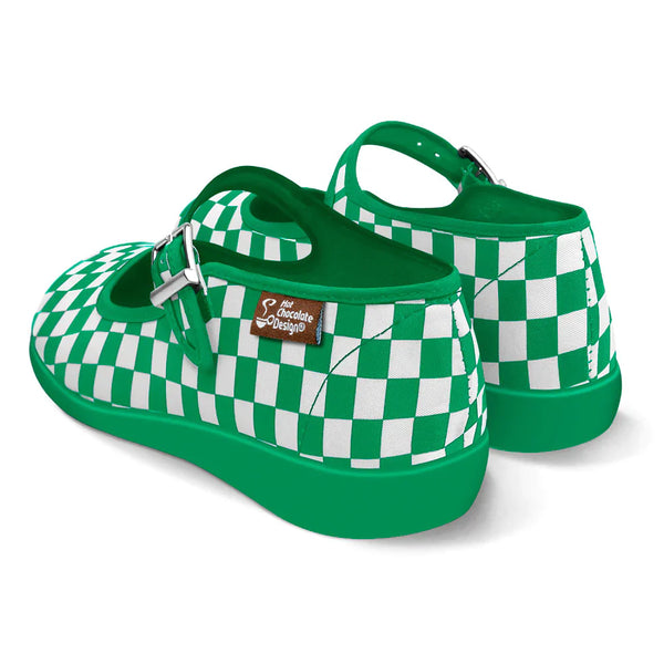 Hot Chocolate Design Checkers - Green Women's Mary Jane Flats