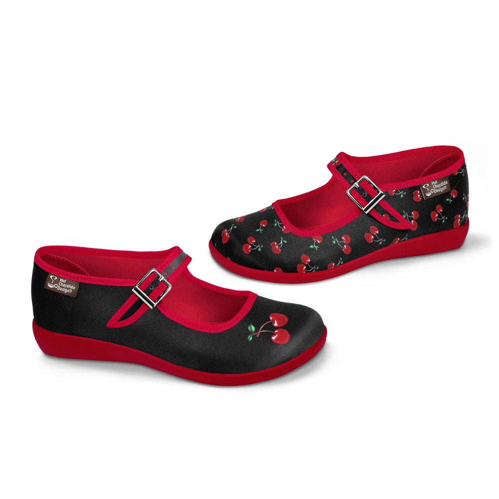 Hot Chocolate Design - Chocolaticas® Cherry Black Women’s Mary Jane Flat Shoe