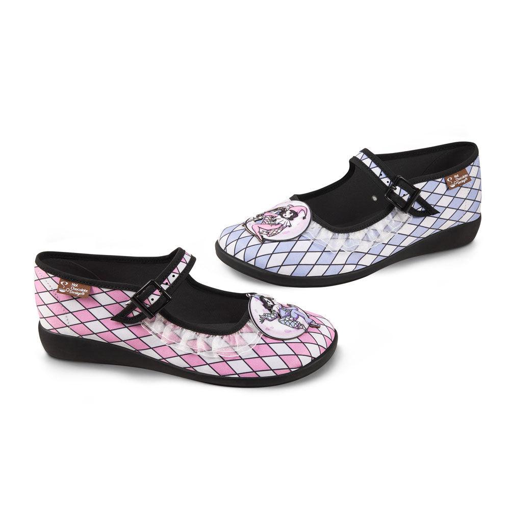 Masquerade Mary Jane Flats – Women's Harlequin Print