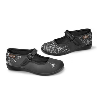 Spider Mary Jane Flats – Printed Fabric, Cushioned Sole