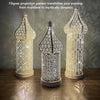 Christmas Decoration LED Illuminated Wind Lantern Iron Art Ornament, New Moroccan White Iron Hollow Lantern, Perfect Christmas Gift,, Battery Operated, Home Bedroom Living Room Indoor Decor, Batteries Not Included