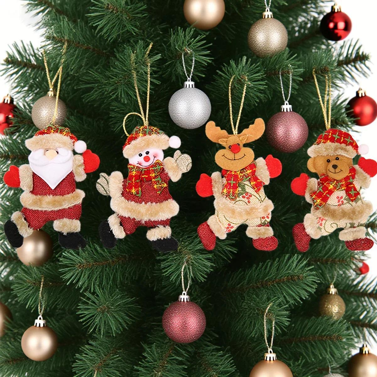 Christmas Tree Ornaments Set - 12pcs Figures with Red & Golden Accents