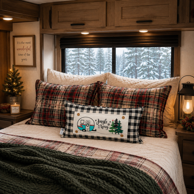 PANEL ONLY:  RECTANGLE Holiday Panel: Vintage, Winter, Jingle All The Way, Caravans, Wreath, Home Sweet Home, Home For The Holidays; CHRISTMAS CAMPER