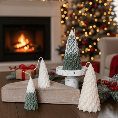 Christmas Pine Tree Candles | Sculptural Soy Wax Holiday Decor