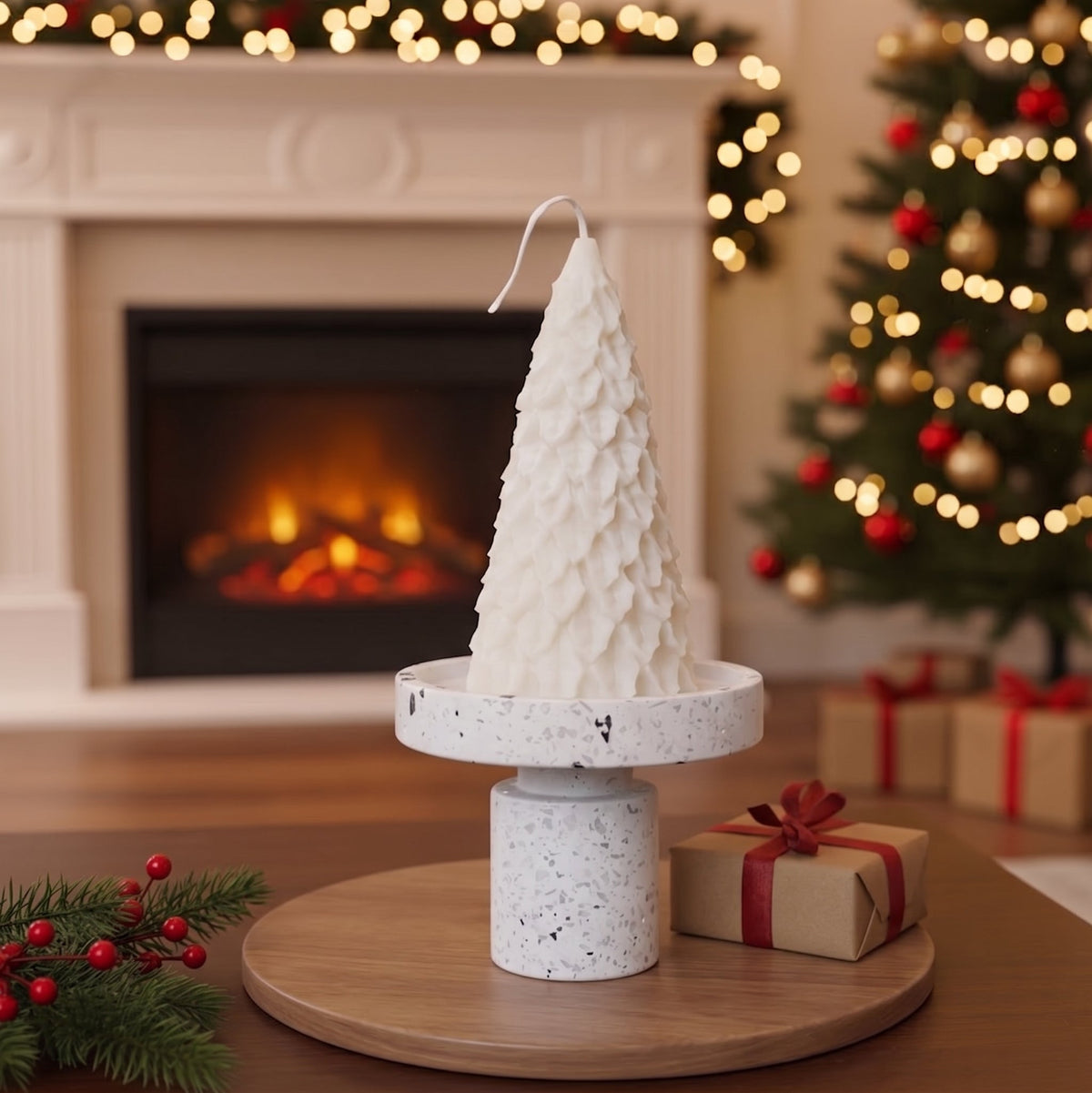 Christmas Pine Tree Candles | Sculptural Soy Wax Holiday Decor