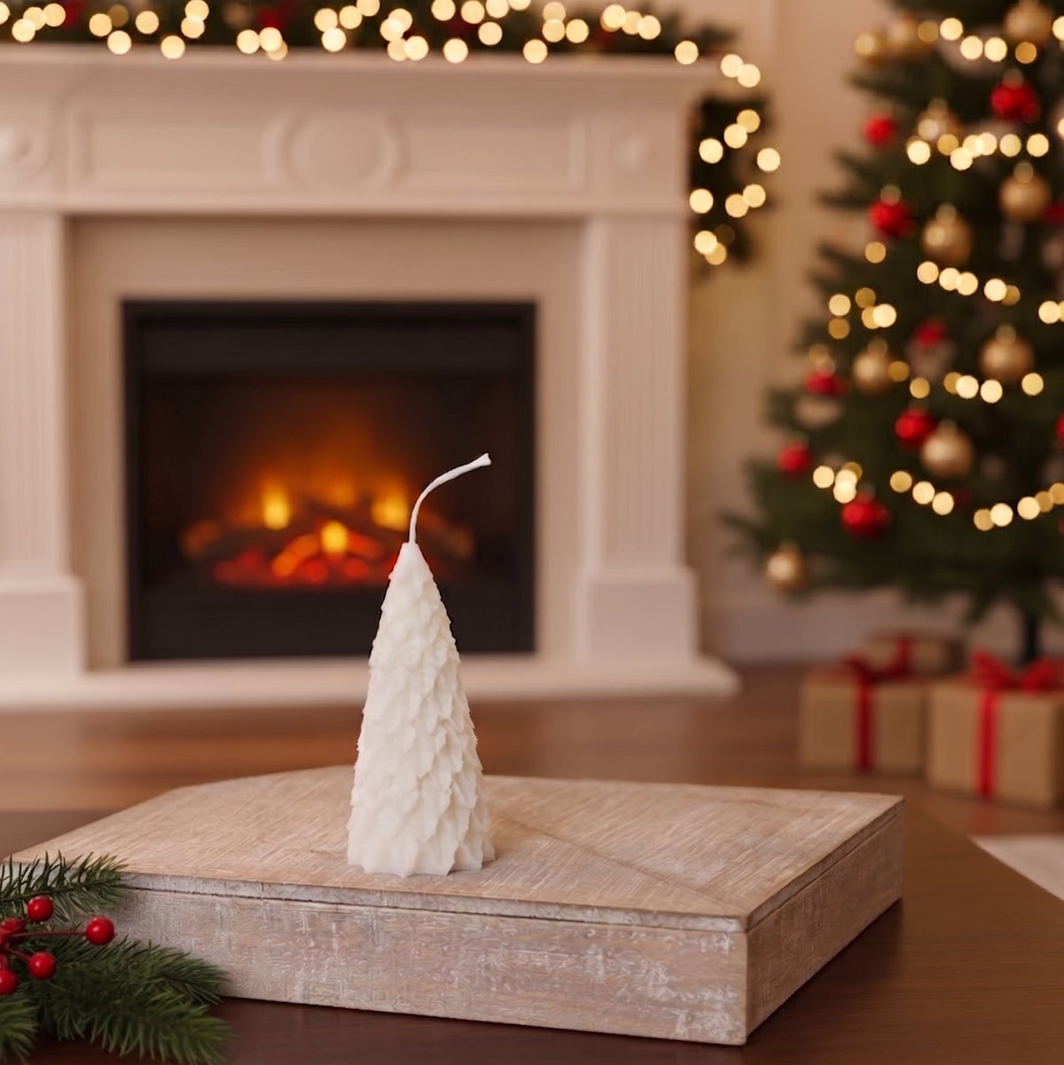 Christmas Pine Tree Candles | Sculptural Soy Wax Holiday Decor