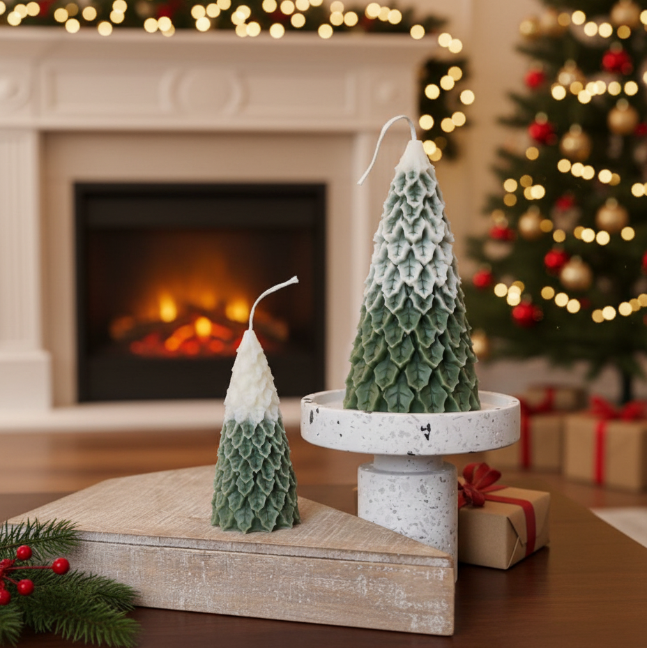 Christmas Pine Tree Candles | Sculptural Soy Wax Holiday Decor