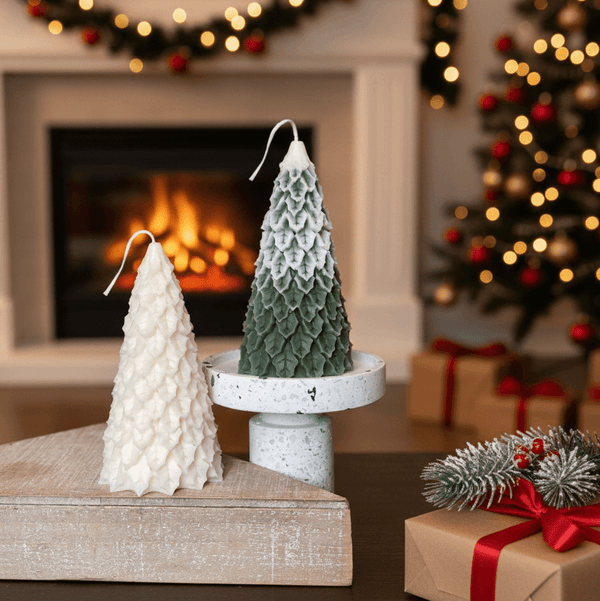Christmas Pine Tree Candles | Sculptural Soy Wax Holiday Decor