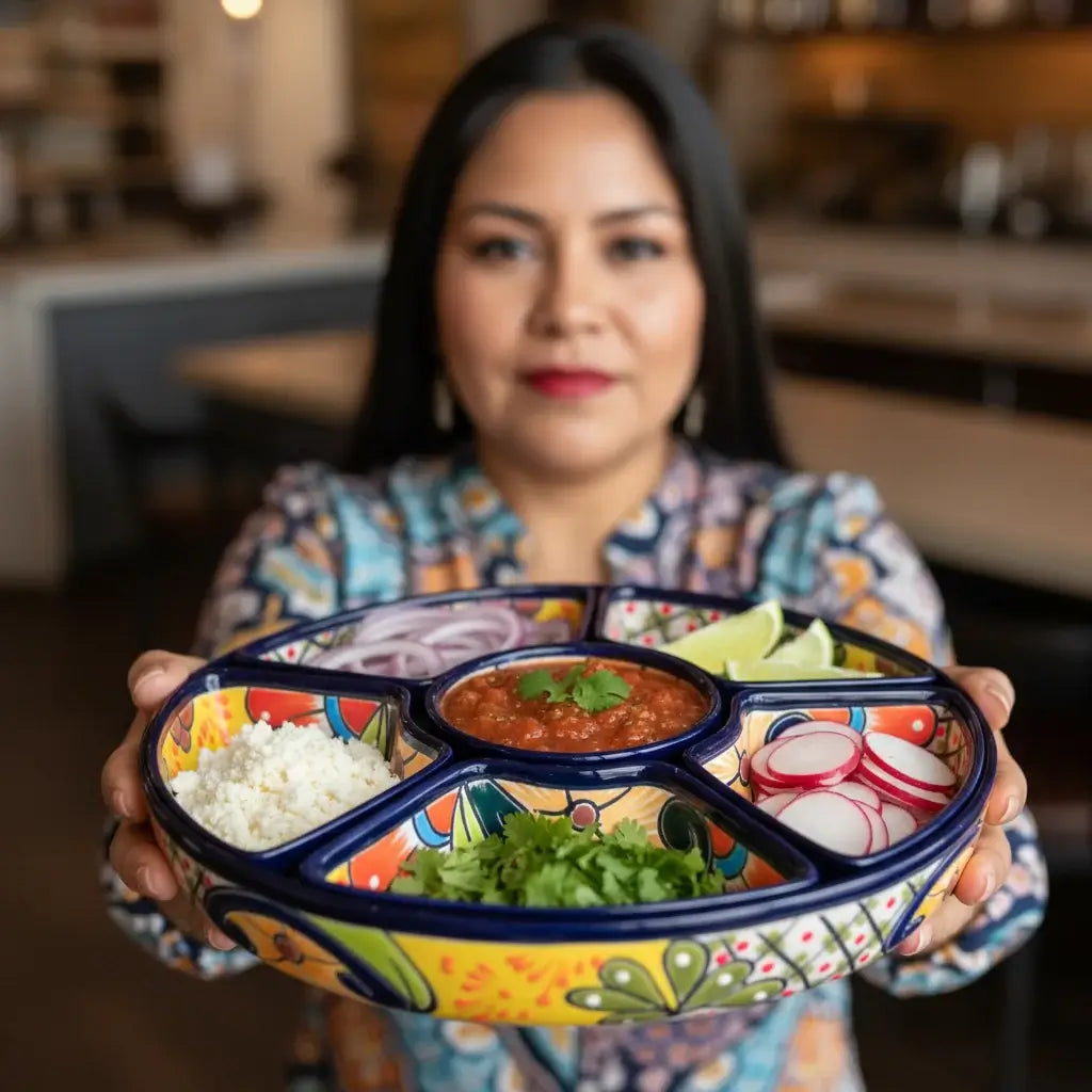 Talavera Appetizer Tray Set | Mexican Hand-Painted Pottery