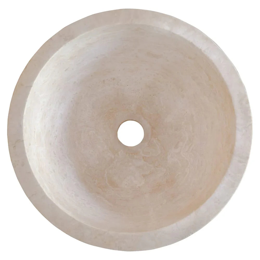 Troia Light Travertine Natural Stone Round Above Vanity Bathroom Sink (D)12.5