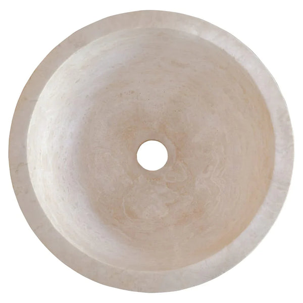 Troia Light Travertine Natural Stone Round Above Vanity Bathroom Sink (D)12.5